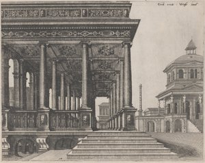 Une salle avec des colonnes ioniques - Lucas van Doetechum and Johannes