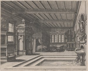 Intérieur avec buffet, portail d