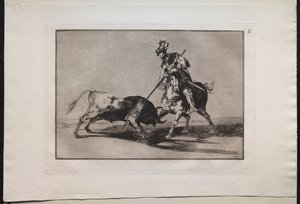 Corridas : El Cid Campeador transperçant un autre taureau - Lucas van Leyden