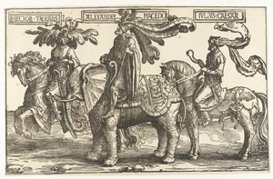 Les héros Hector de Troie, Alexandre le Grand et Jules César