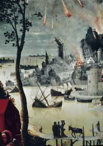 Loth et ses filles (détail de la destruction de Sodome) - Lucas van Leyden