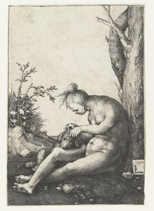 Femme nue avec chien