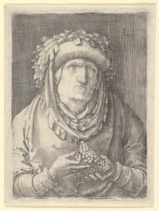 Vieille femme avec des raisins - Lucas van Leyden