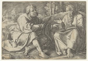 Paul et Pierre assis dans un paysage