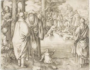 Le Baptême du Christ dans le Jourdain - Lucas van Leyden
