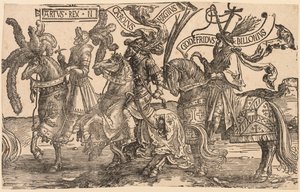 Les Neuf Héros : Arthur, Charlemagne, Godefroy de Bouillon, 1515-1517 - Lucas van Leyden