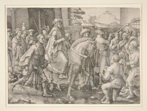 Le Triomphe de Mardochée, Esther 6.11 - Lucas van Leyden