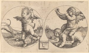 Deux Cupidons dans deux cercles
