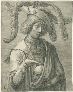 Jeune homme avec un crâne - Lucas van Leyden
