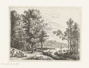 Paysage avec trois figures près d