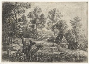 Paysage avec une maison et un puits (Vijf landschappen) - Lucas van Uden