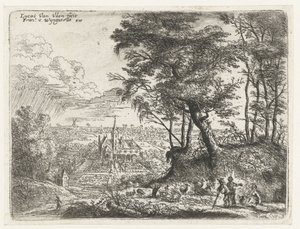 Paysage avec une maison de campagne au loin - Lucas van Uden