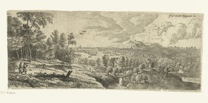 Paysage avec des hommes portant des bâtons (Paysages larges) - Lucas van Uden