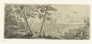 Paysage avec deux hommes conversant - Lucas van Uden