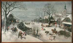 Hiver (février) (huile sur toile) - Lucas van Valckenborch