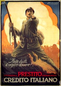Affiche de propagande italienne de la Première Guerre mondiale pour les obligations de guerre - Luciano Achille Mauzan
