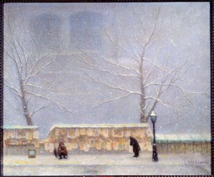 Notre-Dame vue de la rive gauche par temps de neige - Lucien Levy Dhurmer