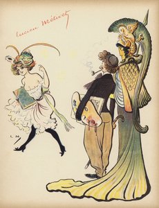 Fille faisant signe à un artiste de la suivre - Lucien Metivet