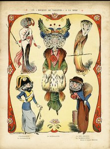 Illustration dans Le Rire, 09/04/10 - Un bouquet tendance de voiles - Mode, Escrime - Lucien Metivet