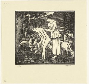 Daphnis lavé par Chloé (Daphnis et Chloé) - Lucien Pissarro
