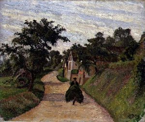 Eragny, la route de Gisars à Bazincourt - Lucien Pissarro