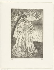 Femme avec éventail - Lucien Pissarro