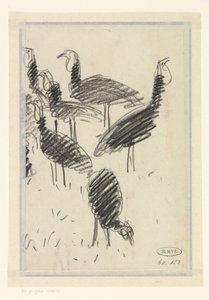Six oiseaux - Lucien Pissarro