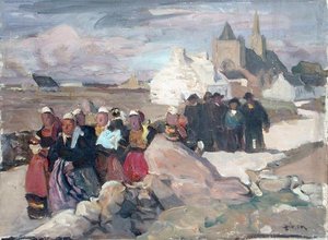 Hommes et femmes bretons, c.1909 - Lucien Simon