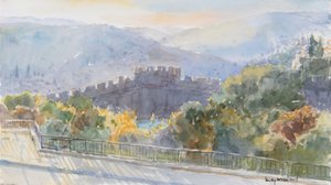 Collines au-delà de la ville, lever de soleil, Jérusalem