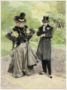 Un homme et une femme dans un parc - Luděk Marold