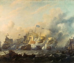 Une bataille navale entre Hollandais et Anglais - Ludolf Backhuysen