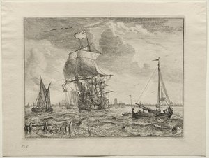 Scène marine avec Amsterdam au loin, 1701 - Ludolf Backhuysen