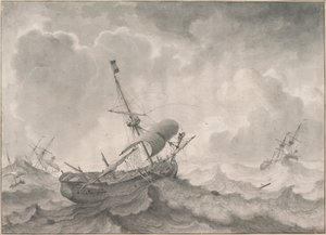 Navires sur une mer agitée - Ludolf Bakhuizen