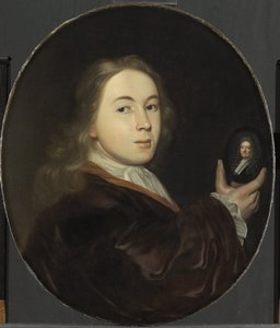 Johannes Bakhuysen (1683-1731) avec un portrait miniature de son père Ludolf - Ludolf Bakhuysen