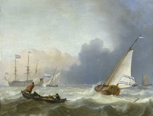 Mer agitée avec un yacht néerlandais sous voile