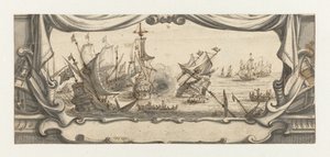 Combat naval dans une cartouche - Ludolf Bakhuysen