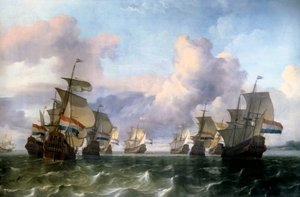 Aile hollandaise de la Compagnie des Indes. Peinture de Ludolf Backhuysen - Ludolf I Backhuysen