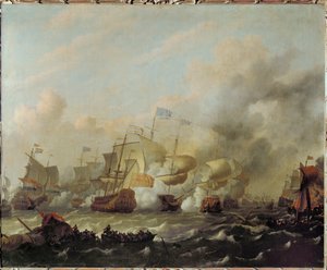 Dernière bataille navale de la guerre anglo-néerlandaise ... (peinture sur toile)