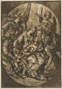 Sainte Famille dans un cadre ovale - Ludolph Büsinck