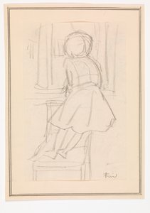 Petite fille debout sur une chaise regardant par une fenêtre