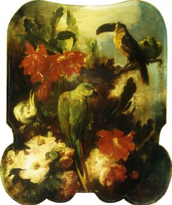 Oiseaux Exotiques et Fleurs - Ludwig Adam Kunz