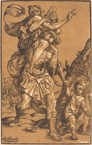 Énée sauvant son père de Troie - Ludwig Büsinck after Georges Lallemand