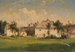 A la campagne, vue sur un domaine