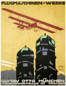 Flugmaschinen - Werke, Affiche. 1912 - Ludwig Hohlwein