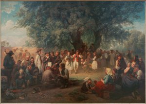 Danse de village sous le tilleul - Ludwig Knaus