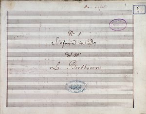 Première page de la partition pour la Symphonie n°1 en do majeur opus 21, de Ludwig van Beethoven - Ludwig van Beethoven