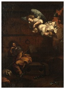 Transept nord, Autel de San Rocco 1635, 45, Genovesino 1645, Annonce de la mort en prison, Peint en bas à droite - Luigi Miradori