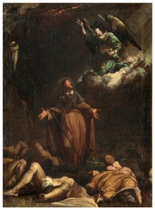 Transept nord, Autel de San Rocco 1635, 45, Genovesino 1645, San Rocco obtient la cessation de la peste, Partie inférieure gauche peinte - Luigi Miradori
