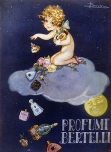 Publicité pour les parfums Bertelli. Illustration de Brisi (Busi) - Luigi Busi