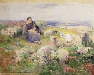 Une Bergère avec son Troupeau - Luigi Chialiva